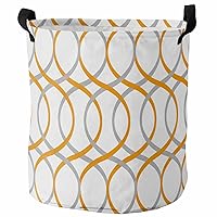 Abstract Gray Orange Laundry Basket Hamper with Handles, Collapsible Laundry Basket Waterproof Cloth Laundry Hamper Easy Carry Storage Basket Modern Geometric Nordic Style 13.8x17 In