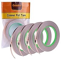 Oubaka 4 Pack Copper Foil Tape,Copper Tape Double-Sided Conductive with Adhesive for EMI Shielding,Paper Circuits, Electrical Repairs, Grounding(1/4inch)