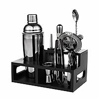 Bartender kit,11 Pieces Home Cocktail Shaker Set with Cocktail Recipes Cards,Bar Tools Stainless Steel Cocktail Shaker Set with Stand,Apply to Home Make Mixed Drink&Various Cocktails
