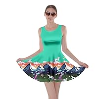 CowCow Womens Cosplay Costume Shine Print Pixeled Cartoon Party Skater Dress, XS-5XL