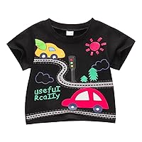 Child Tee Shirt Boys Girls Short Sleeve Cartoon Car Prints Casual Tops for Kids Clothes Workout Tops Kids