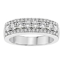1.00 CT TW Prong Set Round Diamond Anniversary Wedding Ring in 14k White Gold