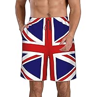 UK Flag Print Men's Beach Shorts Hawaiian Summer Holiday Casual Lightweight Quick-Dry Shorts