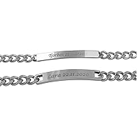 Hanessa Couple Bracelet with Engraving 2 Pieces Silver 20 cm and 21 cm – Bracelet Personalised Stainless Steel for Partner Family Best Friend BFF – Partner Bracelets Set of 2 Bracelets for Couples,