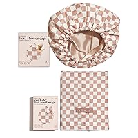 Kitsch Flexi Satin-Lined Shower Cap and XL Microfiber Hair Towel Wrap Bundle with Discount