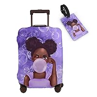 Black Girl Bubble Luggage Cover Washable Suitcase Protector Anti-scratch Suitcase cover S(18-22 inch luggage)