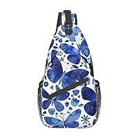 Blue Butterflies Sling Backpack, Multipurpose Travel Hiking Daypack Rope Crossbody Shoulder Bag