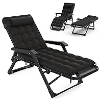 3 in 1 Oversized Folding Camping Cot 26in, 6+10 Positions Adjustable Patio Chaise Lounge Chair L, Sleeping Cots for Adults, Portable Cot Bed Lawn Recliner for Bedroom, Pool, Beach, Black