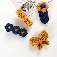 Crochet Cute Hair Clip DIY Craft Amigurumi Knitting Kit- 4 Stlye (Antique Yellow Series