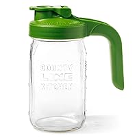 County Line Kitchen Glass Mason Jar Pitcher with Lid - Wide Mouth, 1 Quart (32 oz) - Heavy Duty, Leak Proof - Sun & Iced Tea Dispenser, Cold Brew Coffee, Breast Milk Storage, Water & More