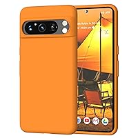 Compatible with Pixel 8 Pro Case, Liquid Silicone Case, Full Body Shockproof Protective Cover,【Soft Microfiber Lining】 Slim Thin Phone Case for Google Pixel 8 Pro 6.7 inch, Orange
