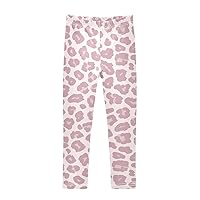 Pink Leopard Leggings for Girls Stretch Pants Soft Girls Leggings Ankle Length Leggings for Kids Toddler 4-10 Years