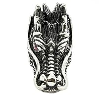 Stainless Steel Dragon Face with Dark Pink Eyes Ring (See Listing for Sizes)