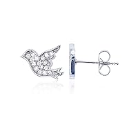 Sterling Silver Micropave Dove Stud