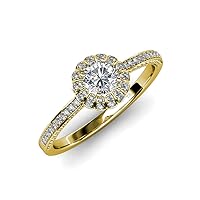 IGI Certified Round Lab Grown (VS1/F) Diamond & Natural Diamond 1.50 ctw Floral Halo Engagement Ring 14K Gold