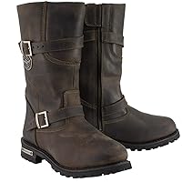 Milwaukee Leather MBM9063 Men's Classic ‘Distressed Brown’ Motorcycle Leather Engineer Boots - 9.5