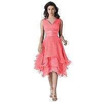 YINGJIABride Chiffon Mother of The Bride Dress Short Bridesmaid Gowns Cocktail Party Dresses