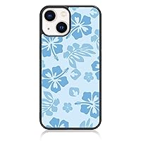 Blue Hibiscus Phone Case Compatible with iPhone 14 6.1 Inch - Shockproof Protective TPU Cute Flower Printed Phone Case Designed for iPhone 14 Case for Men Girls Women