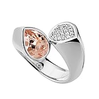 0.75 Ctw Pear Morganite & Solitaire Accents 925 Silver Bypass Ring