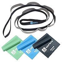 Flat Resistance Band Set (3 Pieces Total) Exercise Bands and Premium Durable Half Elastic Stretch Strap with 11 Loops