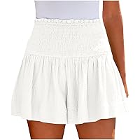 Summer Shorts for Women Elastic High Waisted Shorts Solid Color Shorts Casual Lounge Shorts Lightweight Baggy Short