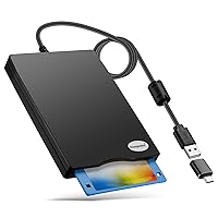 Floppy Disk Reader, 3.5 inch External USB Type C Floppy Disk Drive for PC, Laptop and Desktop Compatible with Windows 11/10/8/7/2000/XP, Black, Frosted Texture