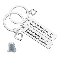 New Grandparents Gift Keychain The Best Parents Get Promoted to Grandpa/Grandma Keychain Set Grandchild Announcement Gift for Grandma Grandpa to Be Keyring Jewelry