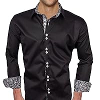 Black with Grey Paisley Designer Dress Shirt - Made in USA