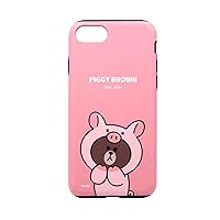 LINE FRIENDS Official Licensed Product for iPhone SE (3rd Generation, 2022), Jungle Brown Dual Guard 4.7-Inch iPhone Back Cover, Wireless Charging, iPhone SE (2nd Generation) / 8/7
