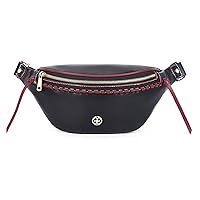 Missnine Fanny Pack for Women PU Leather Belt Bag Fashion Waist Pack Designer Chest Bag for Workout Travelling Party Shopping Hiking, Black