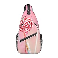 Colorful Lollipop Printed Crossbody Sling Backpack,Casual Chest Bag Daypack,Crossbody Shoulder Bag For Travel Sports Hiking