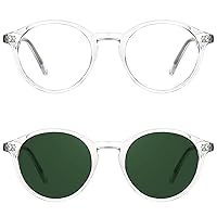 TIJN Vintage Round Frames Bundle of Blue Light Glasses and Tinted Sunglasses