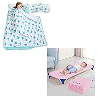 Toddler Nap Mat with Removable Pillow and Blanket, Whale & Standard Size Daycare/Pre-School Cot Kids Nap Mat Sheet 10 Pack, Pink