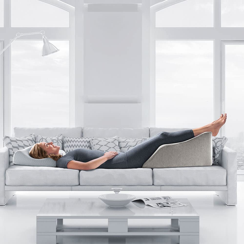 Lounge Doctor Elevating Leg Rest Pillow, Tall, 18 in. Wide, Heather Grey, Uniquely Designed Incline Wedge for Vein Circulation, Leg Swelling, Lymphedema, Leg and Back Pain, Relaxation
