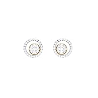 Jiana Jewels Two Tone Gold 0.13 Carat (I-J Color, SI2-I1 Clarity) Natural Diamond Beautiful Circle Stud Earrings