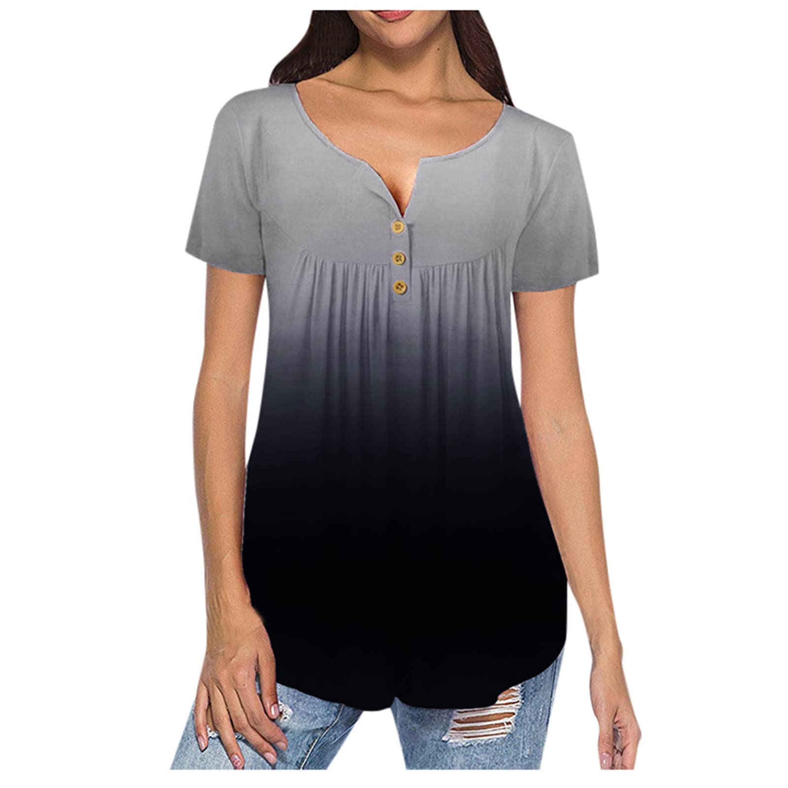 Womens Tops Hide Belly Tunic 2023 Summer Short Sleeve T Shirts Long Flowy Tshirt Casual Dressy Blouses To Wear With Leggings