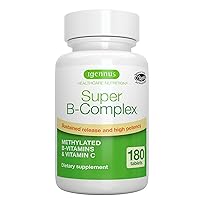 Super B-Complex – Methylated Sustained Release Clean Label B Complex with Methylfolate, Boosted B12 Methylcobalamin, Vegan, Lab Verified, 180 Small Tablets by Igennus