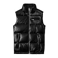 Autumn Winter White Down Men's Vests Seamless Solid Color Stand Collar Zipper Thick Casual Male Jackets