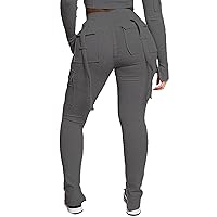 DINGANG Women's Drawstring Cotton Cargo Sweatpants with Pockets, Stretchy Casual Joggers Lounge Leggings