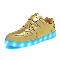 Wooowyet Kids LED Sneakers for Boys Hook&Loop Low Light Up Shoes LED Girls USB Recharging