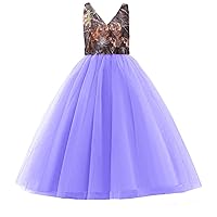 Camo and Tulle Flower Girl Pageant Dresses Junior Bridesmaid Dress with Bow