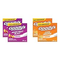 Goody's Extra Strength Headache Powder, Mixed Fruit Blast Flavor & Cool Orange Flavor Dissolve Packs, 24 Packets per Flavor (2 Packs per Flavor)