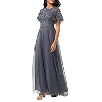 A-Line Prom Gown Evening Dress Elegant Sparkle&Shine Short Sleeves Floor Length Tulle Beading Bridesmaid Dress 2024
