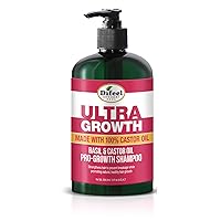 Ultra Growth Basil & Castor Oil Pro Growth Shampoo 12 oz - Made with Basil & Castor Oil for Hair Growth, Sulfate Free Shampoo