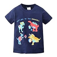 Toddler Boys Summer Short Sleeve Cartoon Animal Casual T-Shirt Dinosaur Tops Tee Kids Clothes 2-7 Years