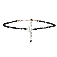 Daesar Black Choker Necklace for Women, Choker Necklaces for Girls Pearl/3 Circle Choker Collar for Women
