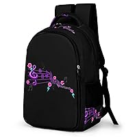 Colorful Music Note Laptop Backpack Double Layers Travel Backpack Durable Daypack for Men Women
