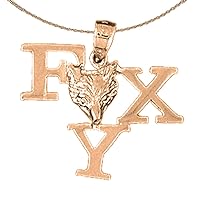 Saying Necklace | 14K Rose Gold Foxy with Fox Head Saying Pendant with 18