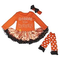 Petitebella Rhinestone Gobble Til You Wobble Baby Dress Nb-18m