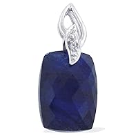 Blue Sapphire Gf Natural Gemstone Cushion Shape Pendant 10K, 14K, 18K White Gold Wedding Jewelry
